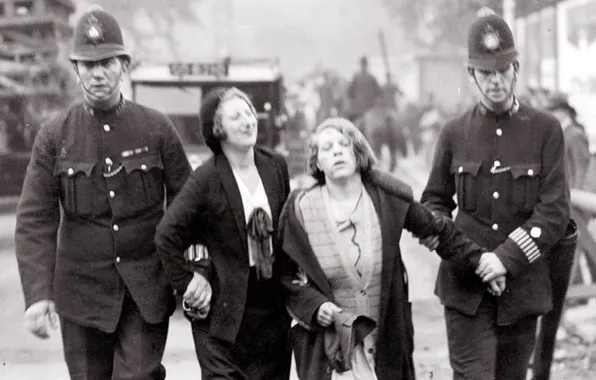 Women being arrested during Suffrage